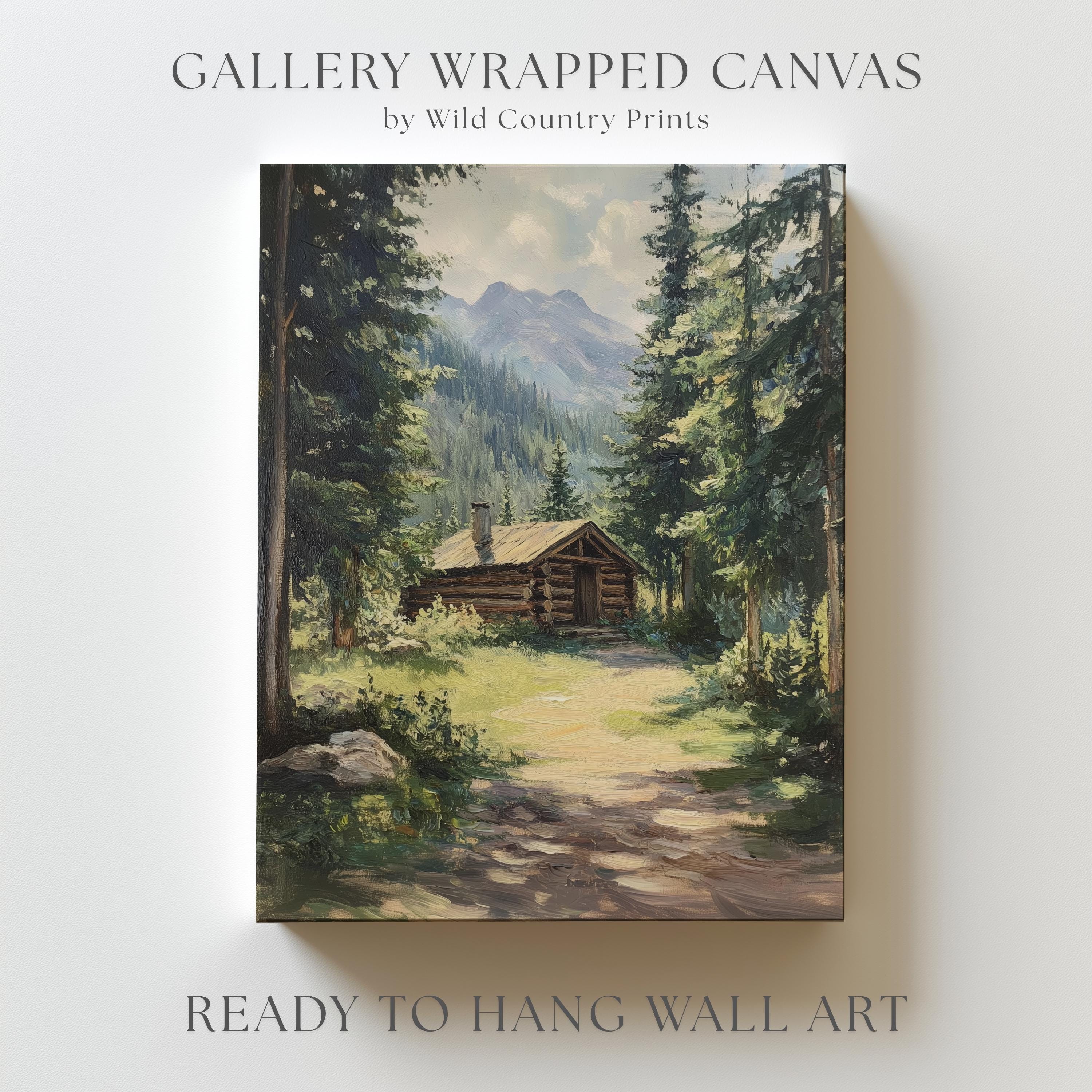 Cabin in the Woods Decor Log Cabin Picture Canvas Forest Wall