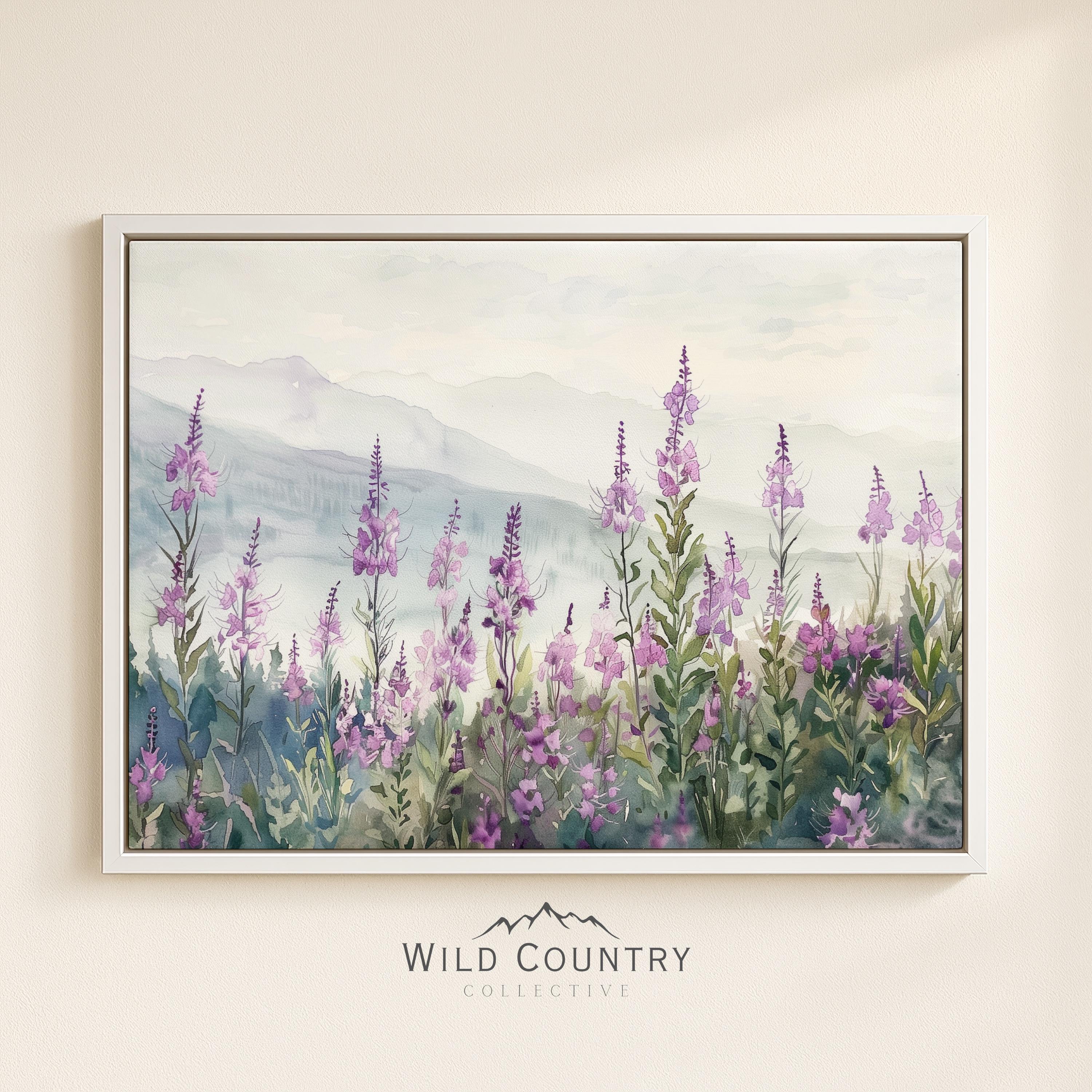Framed Purple Flower Canvas Vintage Wildflower Wall Art Floral