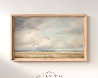 Printable Storm Cloud Painting vol.1, Prairie Landscape Oil Painting, Storm Cloud Print, Moody Landscape, Beige Aesthetic Decor, Montana