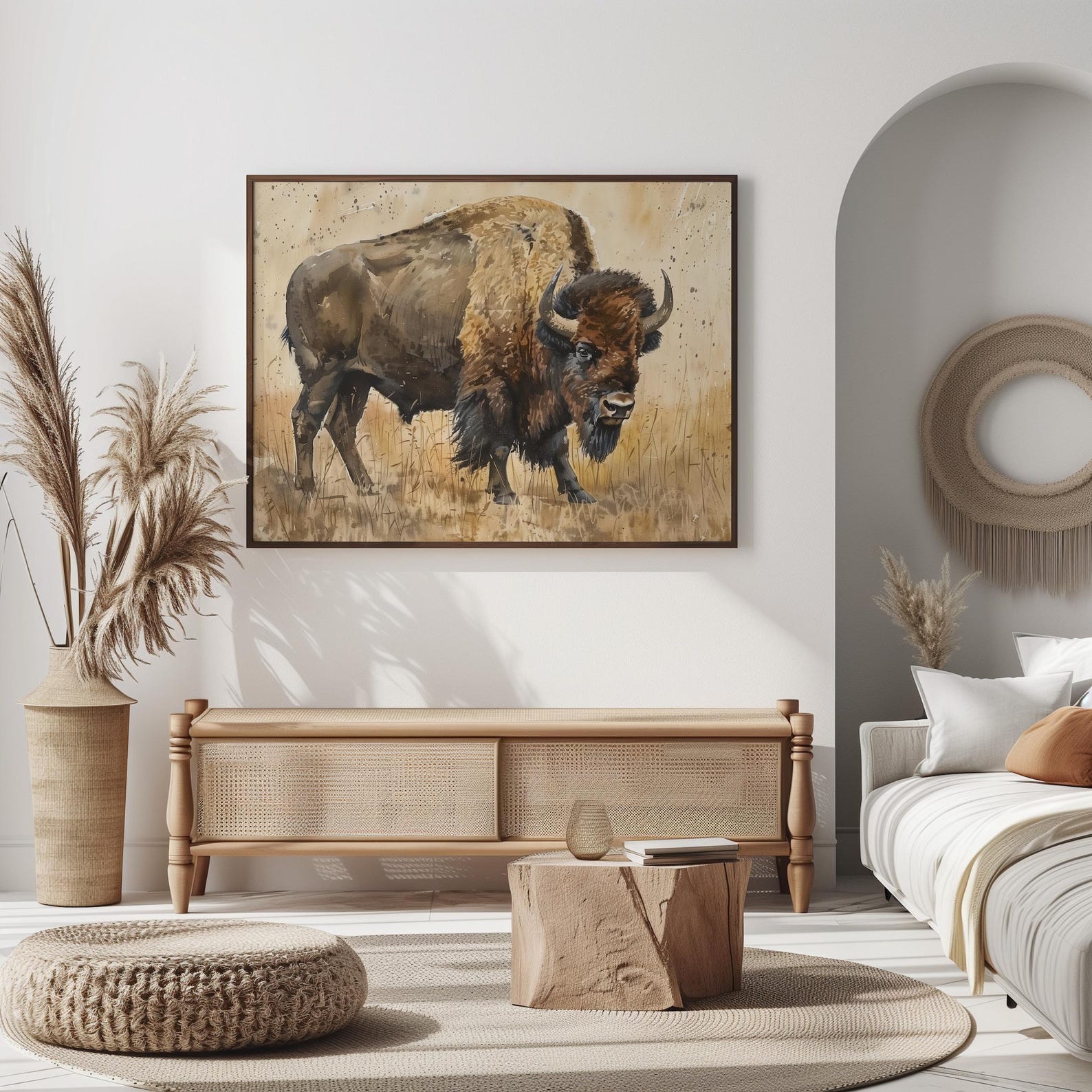 Watercolor Bison Poster Print, American Buffalo Art, Rustic Bison Wall ...