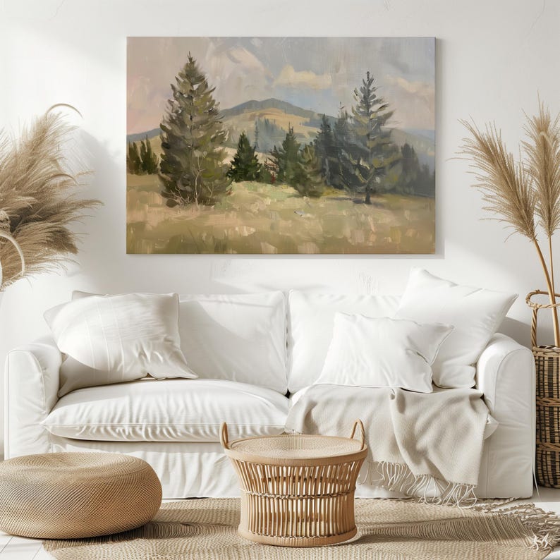 Evergreen Forest Canvas Pine Tree Nature Wall Art Print Living Room ...