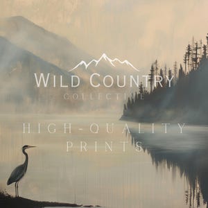 a painting of a bird standing in front of a lake
