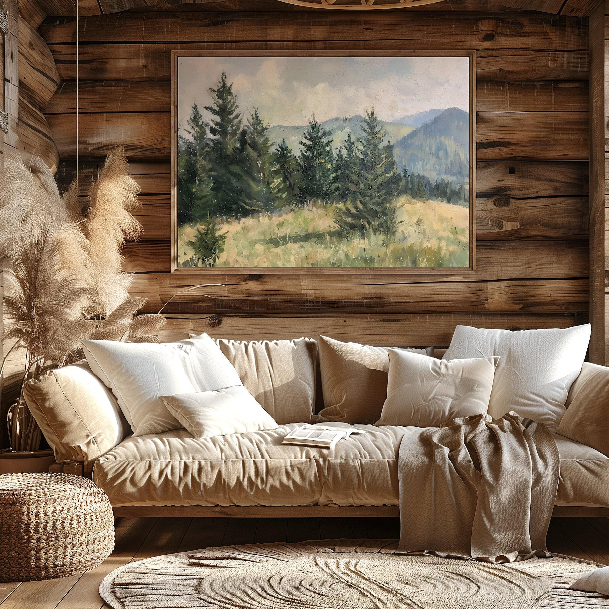 Vintage Pine Tree Poster Print, Antique Landscape Wall Art