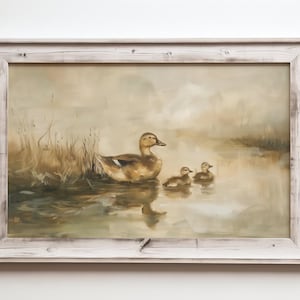 Mama Duck Painting, Woodland Nursery Decor, Mallard Duckling Nursery Art Poster Print, Bird Hunter Gift, Cabin Decor, Vintage Lake Wall Art image 9