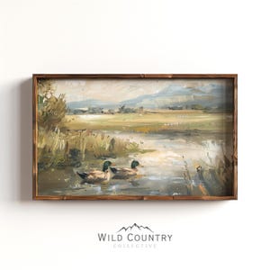 Mallard Duck Pond Art Print Vintage Duck Painting Countryside Wall Art Rustic Cabin Decor Bird Hunter Gift Mallard Duck for Nursery Decor