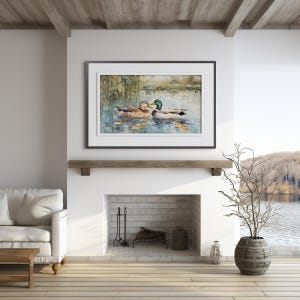 Love Mallard Couple Art Print Vintage Duck Print His and Hers Mallard Duck Decor for Couple Gift Farmhouse Wall Art Mallard Duck Painting image 9