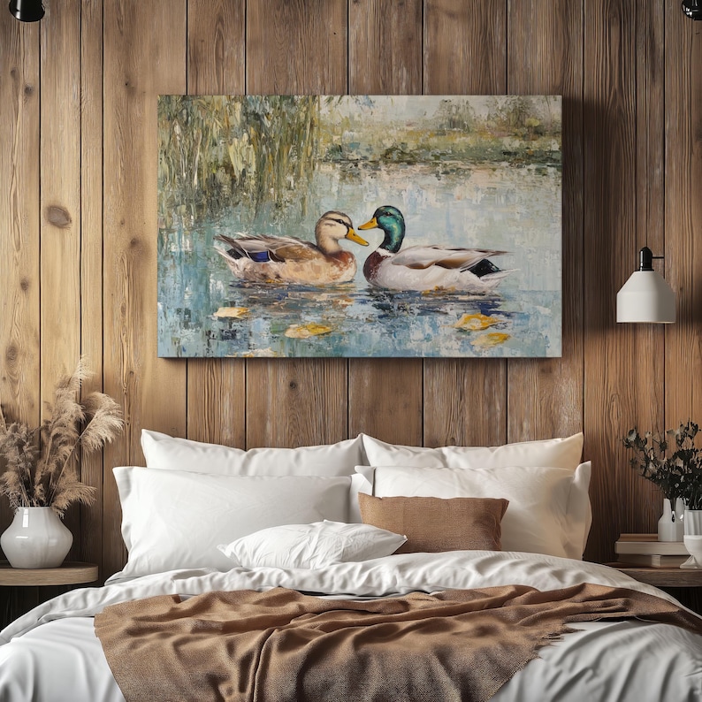 Love Mallard Couple Art Print Vintage Duck Print His and Hers Mallard Duck Decor for Couple Gift Farmhouse Wall Art Mallard Duck Painting image 14