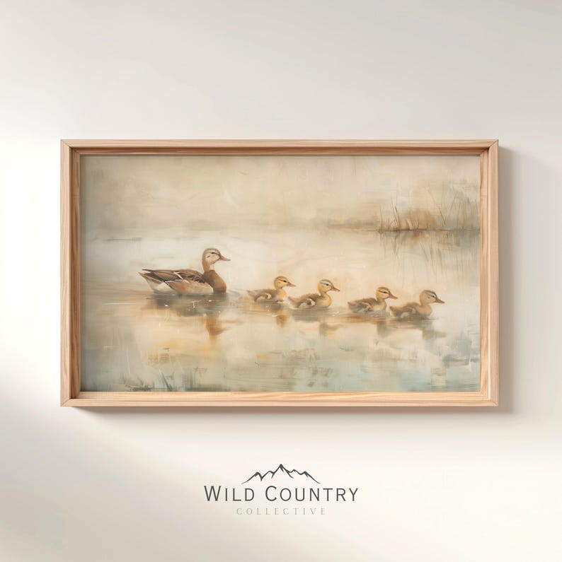 Quadro "Quatro Patinhos", Impressão de Arte para Quarto de Bebê com Patos, Pintura de Mamãe Pata, Arte de Parede Vintage com Animais da Floresta, Presente para Caçador de Pássaros imagem 7