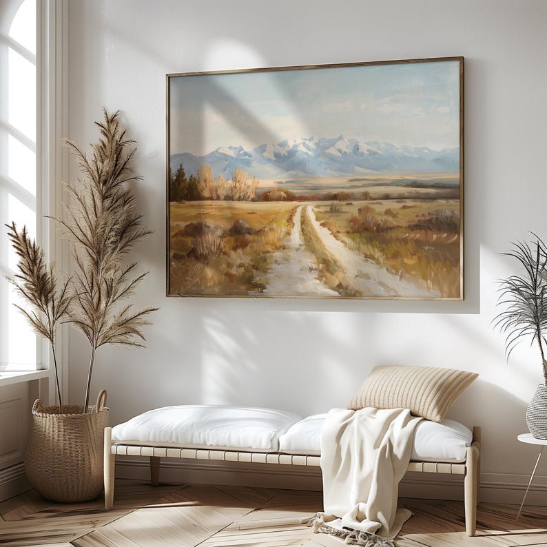 Rocky Mountain Painting, Kalispell Montana, Montana Wall Art, Mountain Range Art Print, Vintage Landscape Poster, Rustic Cabin Wall Decor Bild 3