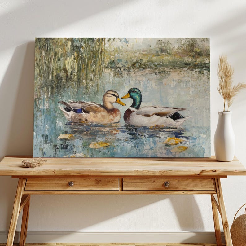 Love Mallard Couple Art Print Vintage Duck Print His and Hers Mallard Duck Decor for Couple Gift Farmhouse Wall Art Mallard Duck Painting image 15