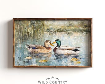 Love Mallard Couple Art Print Vintage Duck Print His and Hers Mallard Duck Decor for Couple Gift Farmhouse Wall Art Mallard Duck Painting