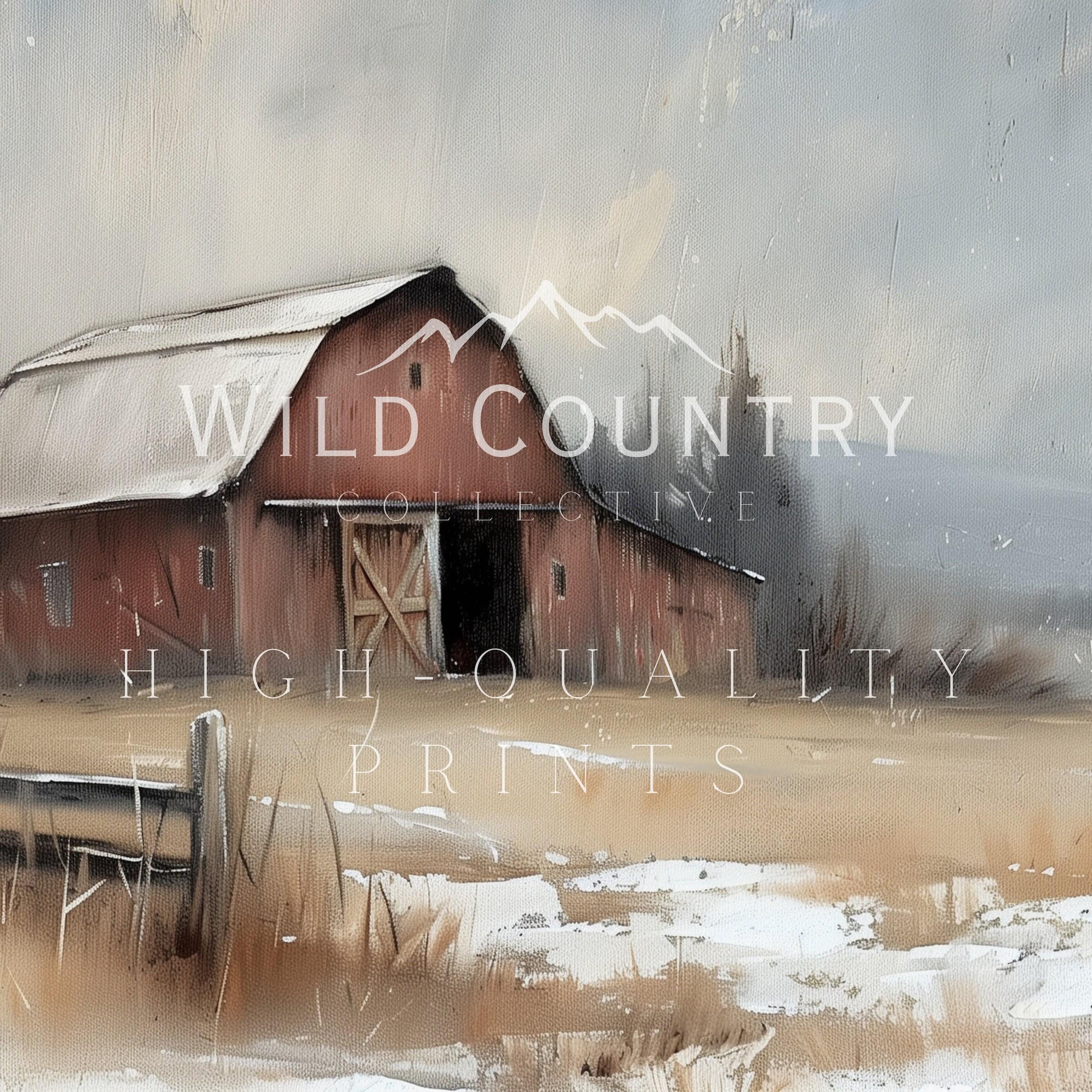 Vintage Old Rustic Barn Poster Print, Farm Scenery Print, Wooden ...