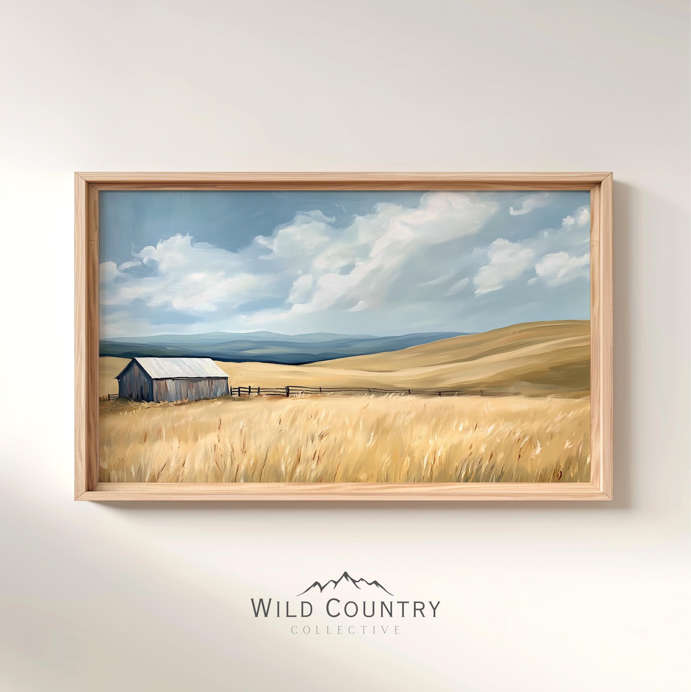 農場の秋のプリント、ヴィンテージの秋の壁掛けプリント、牧場風ホーム