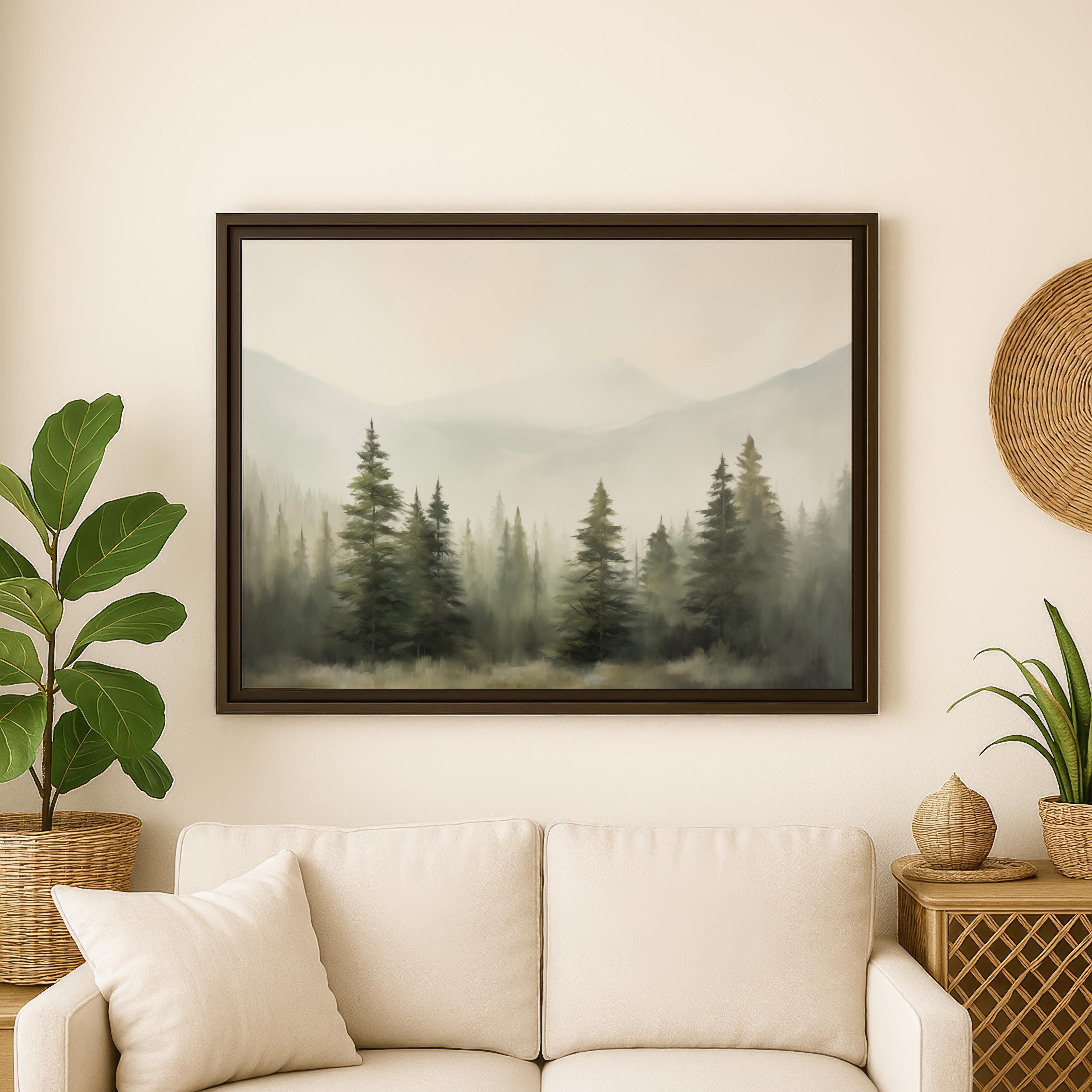 Framed Pine Tree Wall Art Forest Landscape Canvas Print Pine Tree ...