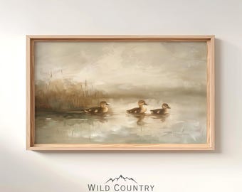 Printable Lil' Mallard Ducklings Painting, Vintage Duck Painting, Mallard Duck Nursery Art, Farm Print, Rustic Cabin Decor, Bird Hunter Gift