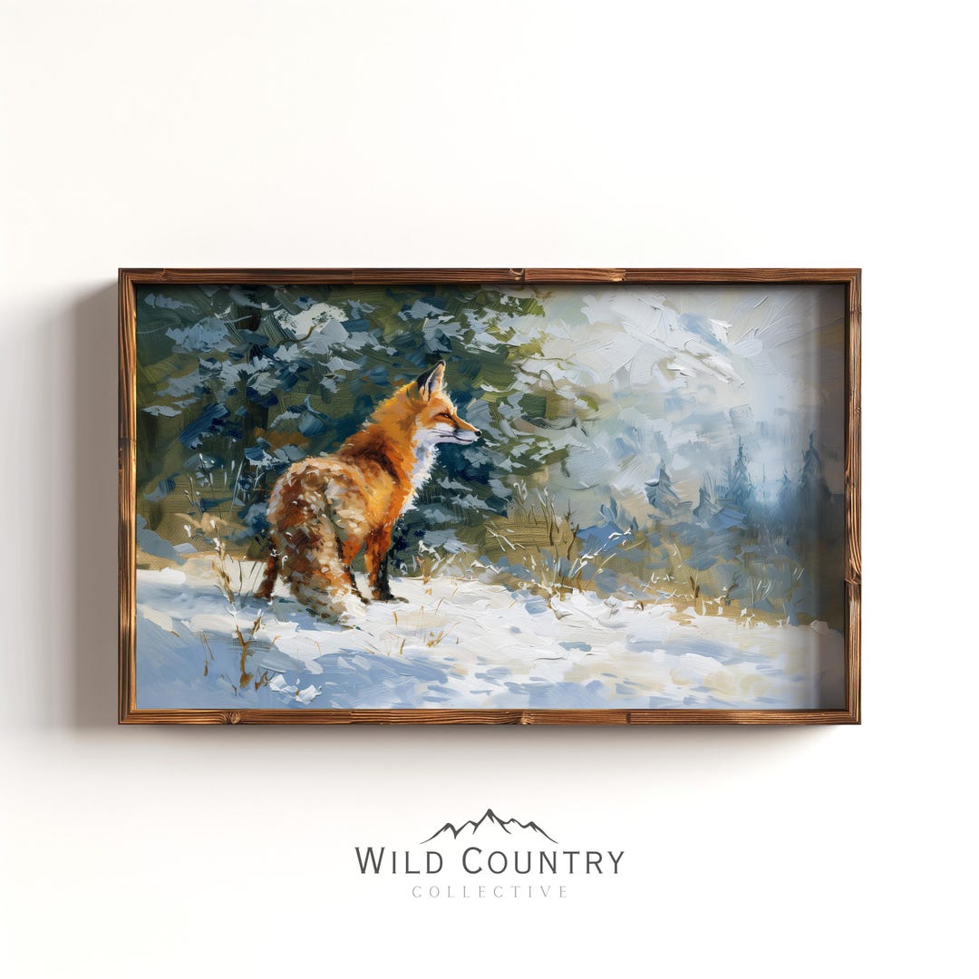 Rustic Fox Image Red Fox in Snow Art Print Wildlife Wall Art Rustic Woodland Winter ...