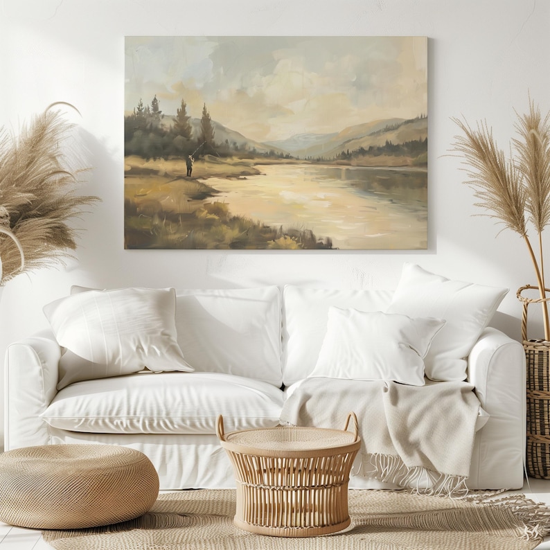 Fly Fishing Vintage Painting, Montana Oil Painting, Fisherman Decor, Vintage Fishing Art Print, River Runs Through It, Boys Bedroom Print image 18