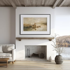Mama Duck Painting, Woodland Nursery Decor, Mallard Duckling Nursery Art Poster Print, Bird Hunter Gift, Cabin Decor, Vintage Lake Wall Art image 8
