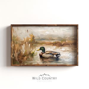 Printable Vintage Duck Oil Painting, Man Cave Decor, Mallard Duck Pond Wall Art, Bird Hunter Gift, Countryside Print, Rustic Cabin Decor