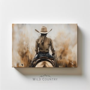 Rodeo Cowgirl Canvas, Country Western Painting, Vintage Horse Print, Western Wall Art, Farmhouse Wall Decor, Rodeo Theme Nursery Decor