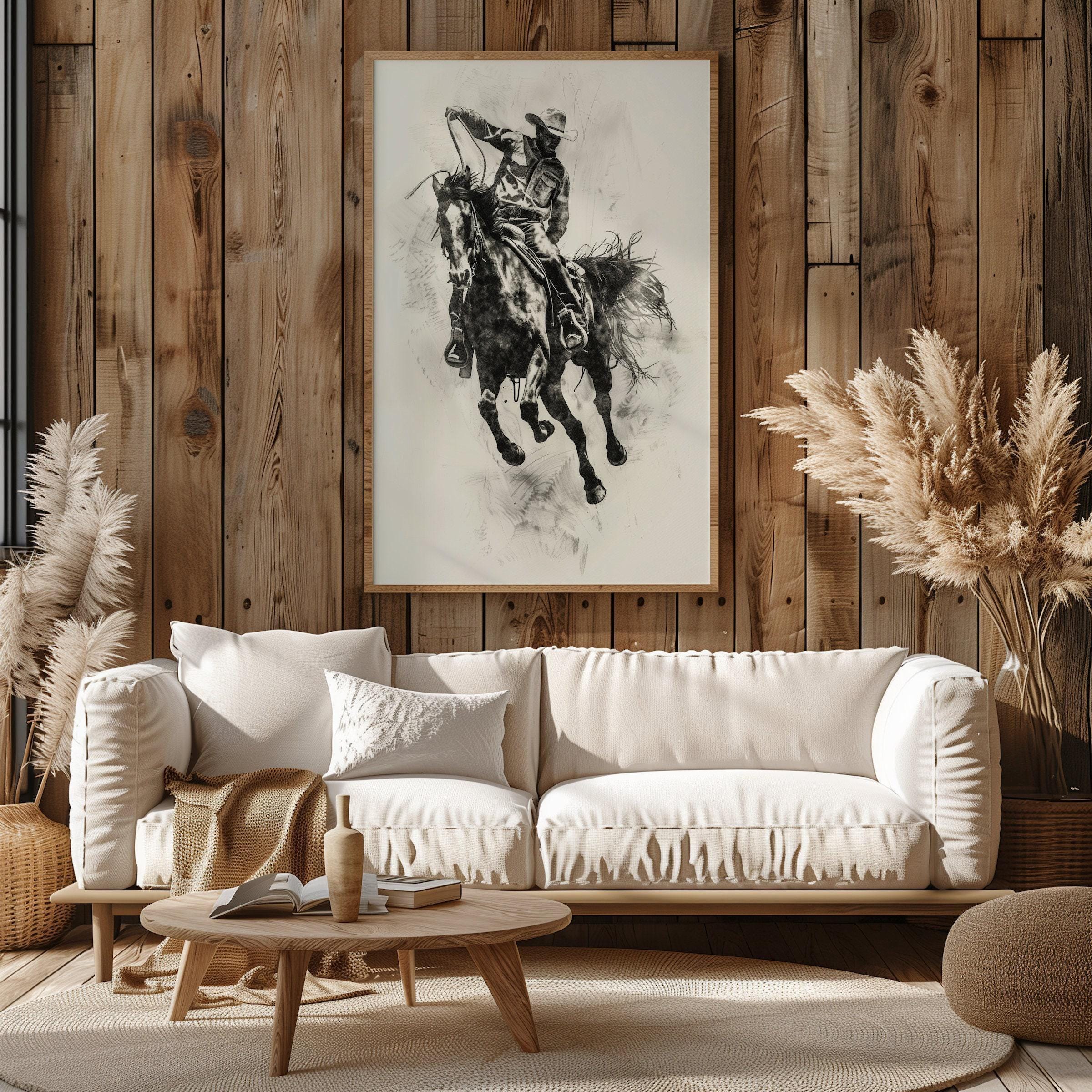 貴重！70's アメリカアンティーク　ウエスタン作品壁掛け　馬カウボーイ雑貨 貴重！70's アメリカアンティーク ウエスタン作品壁掛け 馬