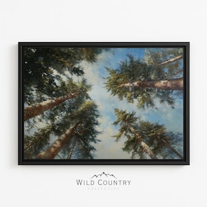 Framed Forest Canvas Print: Large Pine Tree Nature Wall Art for Cabin Bedroom