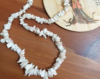 White coral necklace, natural Mediterranean coral, vintage  genuine natural coral