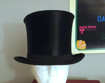 Top hat, folding Germany 1930, Opera chapeau Claque silk, Luxury quality SIZE S, USA 6 3/4 Europe 54