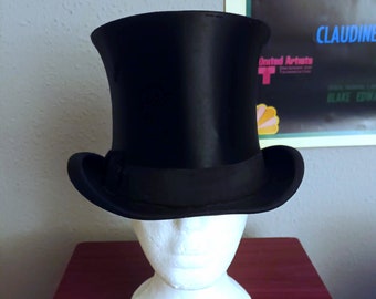 Top hat, folding Germany 1930, Opera chapeau Claque silk, Luxury quality SIZE M, USA 6 7/8 Europe 55
