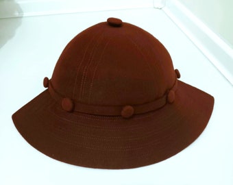 Vintage half hat, Vintage chocolat brown wool felt hat, visor design 50s hat from Spain