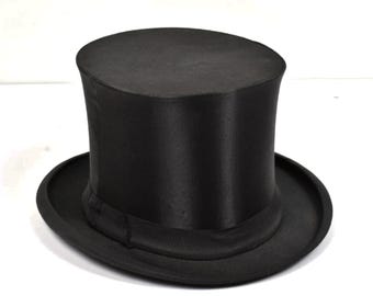 Top hat folding Silk, Opera hat 1900 from Germany collapsible Luxury edition, Victorian hat, Chapeau Claque M
