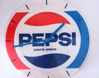 Germany Original Pepsi Vintage Antique Wall Clock with Logo Running Collection clock, collector, vintage deco, mod deco