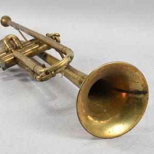 Antique brass trumpet from 1900 originally from Germany, Europe, wind musical instrument