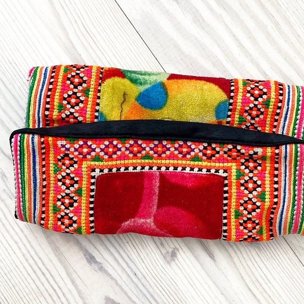 Hmong purse, clutch purse with Hmong tribal embroidered fabrics from Thailand handmade