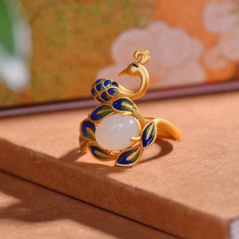 Buy Silver Gold Plated Peacock Ring by NOOR BY SALONI at Ogaan Online  Shopping Site