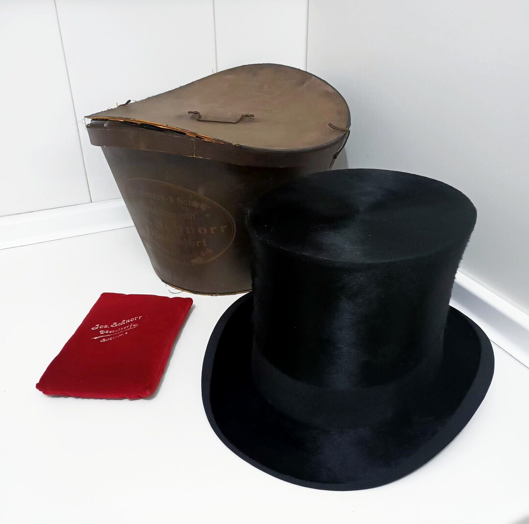 Top Hat Antique Fur Hat From Germany 1900 With Hat Box Etsy