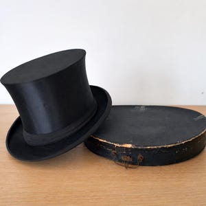 Antigua Chistera Plegable Alemana Chapeau Claque Emil Reichhardt | Con Caja Original | Talla 58 cm | Principios Siglo XX