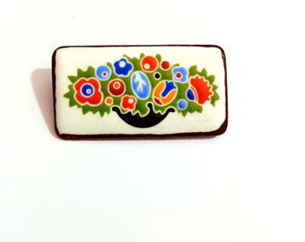 Antique floral enamel brooch from the 30s German, Art Déco brooch, vintage flower brooch, repurposed jewelry,