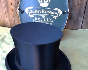 Antique Collapsible Top Hat | 1900s German Opera | Victorian Silk with Original Case | Men’s Vintage Formalwear
