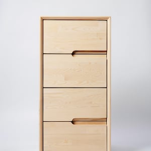 Bedroom Dresser, Chest of Drawers, Wood Dresser, Bedroom Storage with 4 drawers, Mid Century Solid Wood Bedroom Dresser Furniture, Cabinet