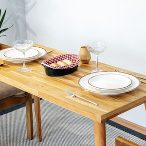 Handmade Solid Oak Table With Wood Legs, Custom Oak Dining Table, Handcrafted Modern Wood Kitchen Table, Rustic & Contemporary Design, Oak