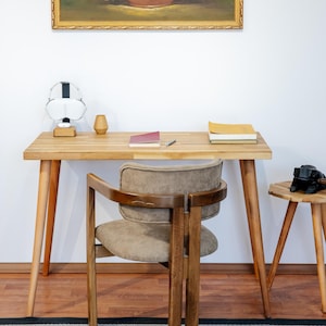 Scandi Style Study Table, Solid Oak Desk, Minimalist Solid Wood Desk, Wooden Study Table, Office Desk, Desk for Computer, Natural Oak Table