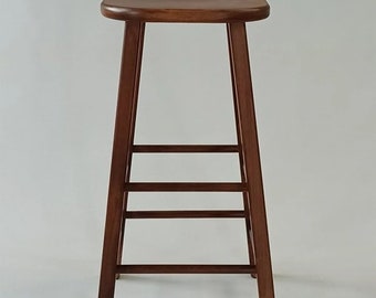 Rustic Elegance Wooden Bar Stool with Round Seat Handcrafted Sturdy and Stylish Seating for Bars Kitchens Countertops Vintage Pub Furniture