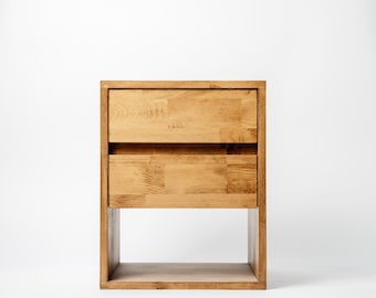 Walnut Colored Bedside Tables, Nachttisch, Nightstand with 2 Drawer, Handcrafted Bedside Table, Stylish Nightstand, Handmade Decor