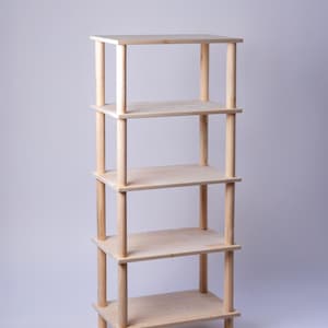 Scaffale in legno massello a 5 ripiani, libreria, scaffalatura in legno massello, libreria minimalista, scaffalatura moderna, libreria scandinava, contenitore