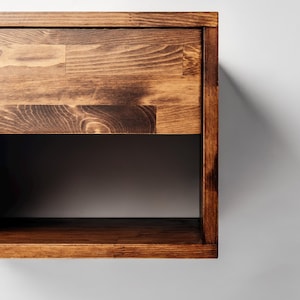 Walnut, Wooden Floating Nightstand, Wall Mounted Nightstand with Drawer, Bedside Shelf, Nightstand for Bedroom, Handmade Floating Shelf