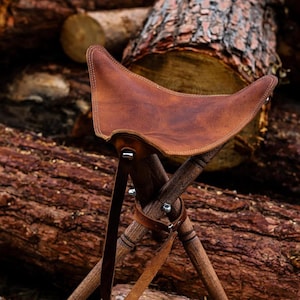 Taburete de camping de cuero, juego de camping de cuero, regalo de cuero grabado personalizado, muebles de exterior, cuero genuino, regalo para novio, regalo para ella