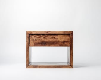 Nightstand, Scandinavian Solid Wood Bedside Table with Storage, Wood Side Table for Bedroom, Wood Nightstand, Nightstand with Drawer, Wood