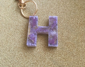 Keychain, letter H, gold, pendant