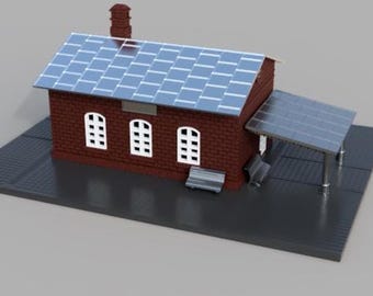 HO Scale Train Station STL | Brick Railway Model Building | 3D Print Model Railroad Diorama Scenery